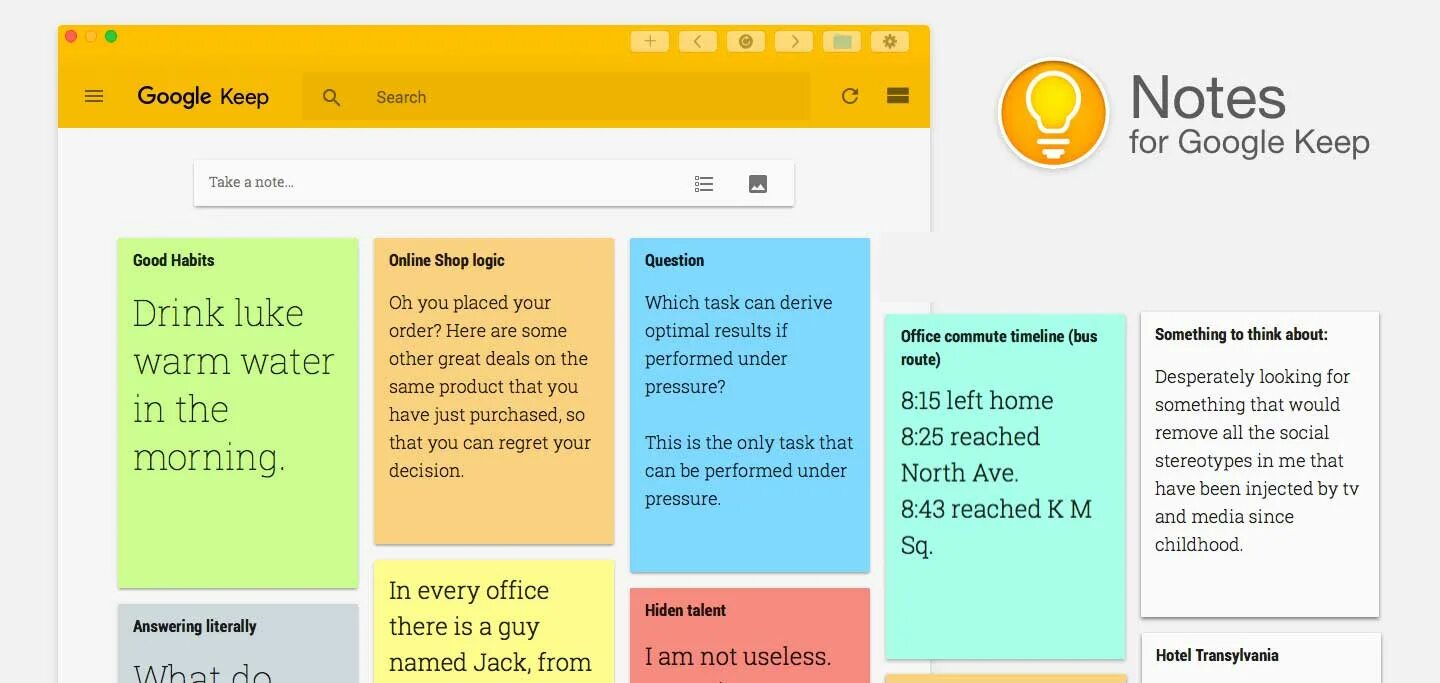 Google Keep: Creating a new note