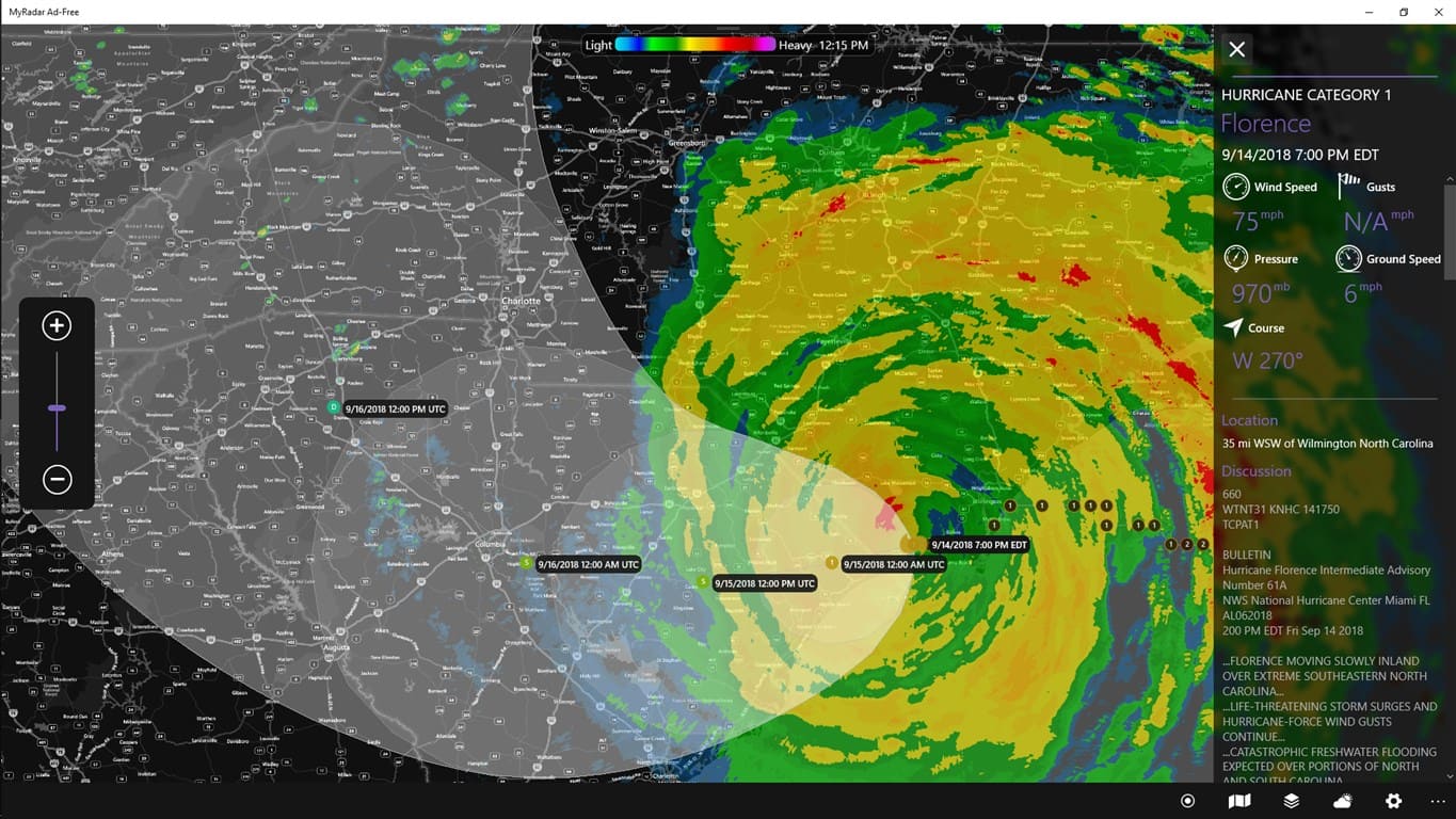 MyRadar hurricane tracker view