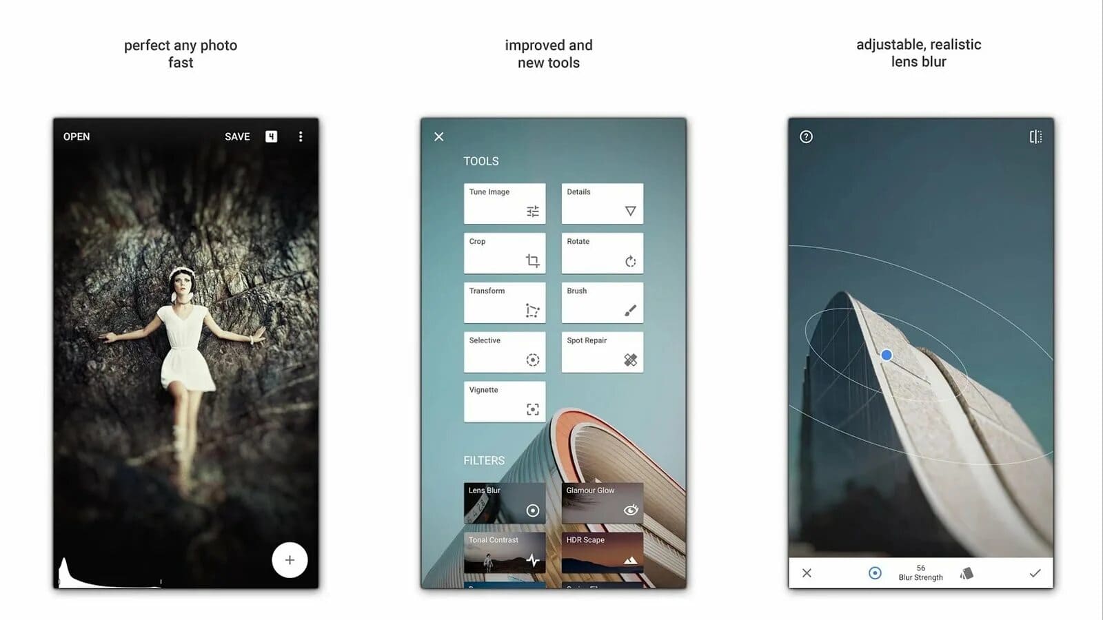 Snapseed editing tools panel
